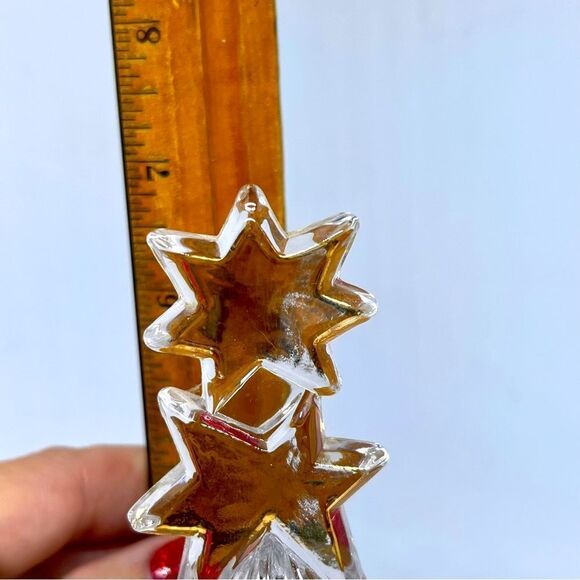 Vintage Crystal Christmas Tree W/Star Art Glass Trinket Dish 6.0” Tall Mikasa - Picture 5 of 6